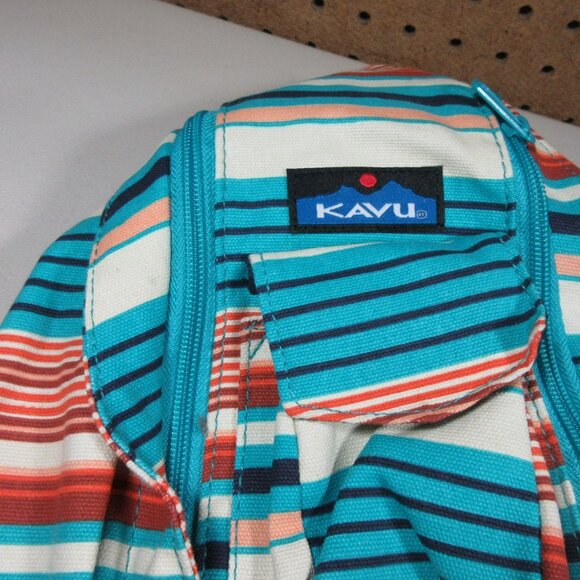 KAVU colorful offwhite striped canvas Banded Rope sling bag 11 x 17  NWT main image 3